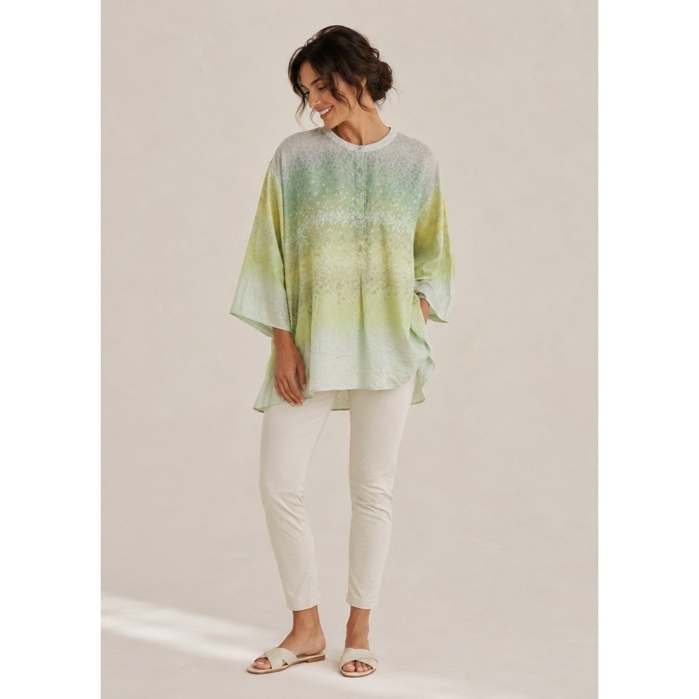 J. Jill Popover Blouse Womens XS/S Petite Yellow Green Soft Cotton Boho Hippie